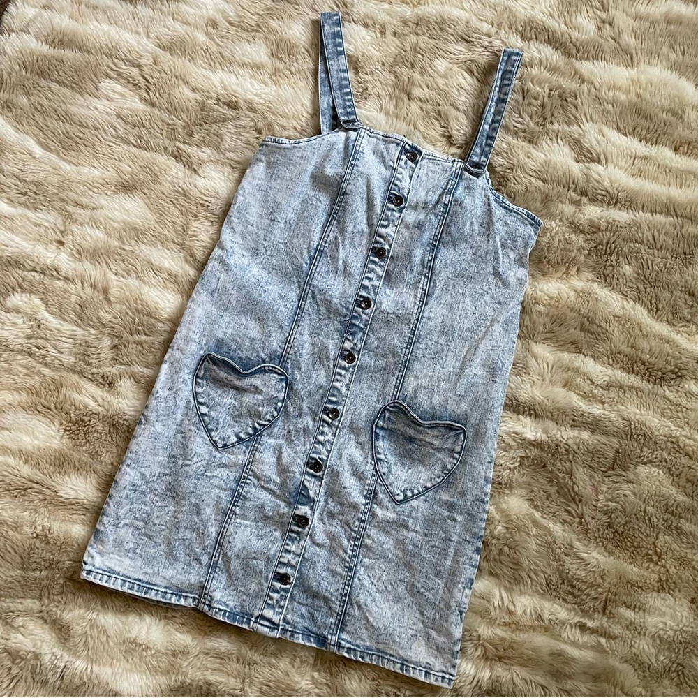 Black heart Jean overall dress